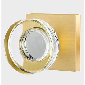 Passage Crystal Door Knobs Interior Glass Door Knob for Closet and Hallway, Brushed Gold Square Door Knobs, Modern Satin Brass Door Handles 2 Piece