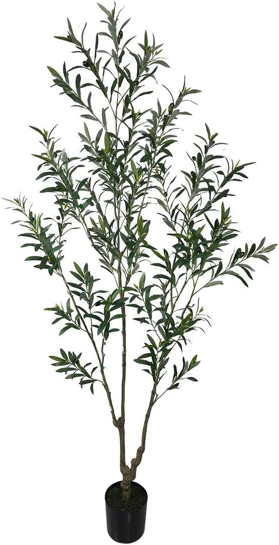 Artificial Olive Tree, 7 ft Tall, for Home Decor, Living Room, Dining Room, Bedroom, Office