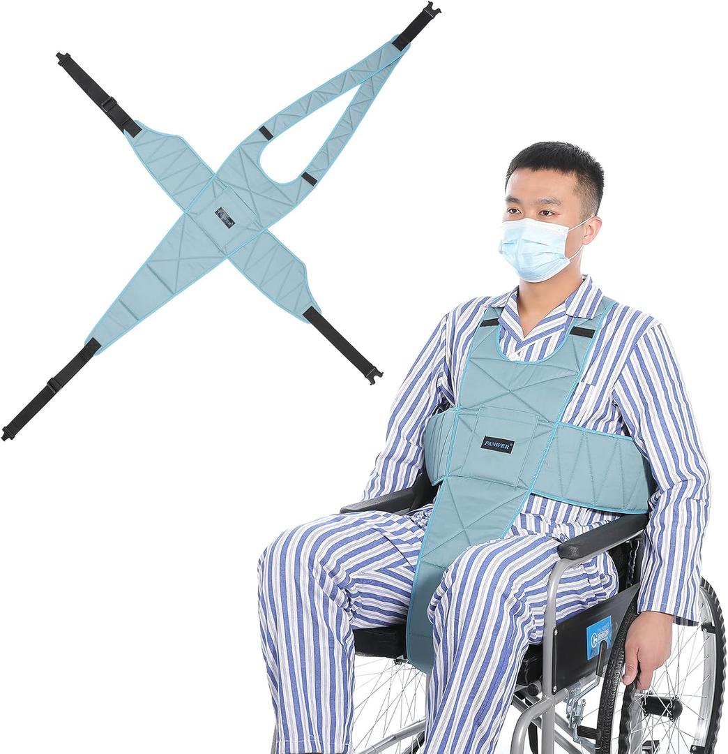 Fanwer Wheelchair Seat Belt, Non-Slip and Drop-Resistant Wheelchair Safety Belt with Adjustable Straps and Metal Buckles for The Elderly