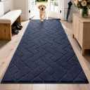 PURRUGS Dirt Trapping Door Mat 32" x 70", Non-Slip Machine Washable Entry Rug, Dog Doormat, Indoor Front Door Mat, Super Absorbent Entryway Rug for Muddy Shoes & Paws, Navy Blue