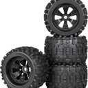 Aimrock 17mm Hex 3.8 RC Wheels and Tires Pre-glued Combo for 1/10 Traxxas Maxx Tmaxx E-Revo Revo 3.3 1/8 Arrma Kraton Outcast Notorious 6S Redcat RC Monster Truck Off-Road Car, Set of 4