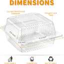 Zezzxu 100 Pack Clear Plastic Take Out Food Containers, Square Cake Slice Containers with Hinged Lids, Disposable To Go Boxes for Cookies, Desserts, Fruits, Salads, Sandwiches