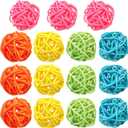 Patelai 15 Pcs Wicker Rattan Balls Spring Vase Bowl Filler Decor 1.6 Inch Pastel Wicker Balls Decorative Orbs Sphere for Home Easter Decor Craft Birthday Centerpiece