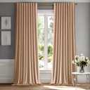 MIULEE Blush Beige Velvet Curtains 90 inches - Luxury Blackout Curtains for Bedroom Living Room Thermal Insulated Super Soft Window Drapes Rod Pocket & Back Tab, W52 x L90 inches, 2 Panels