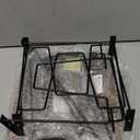 HULISEN Inclined Desk File Organizer, 5-Section Vertical File Folder Holder Stand, Metal File Sorter Rack with Wooden Base, Desktop File Organizer for Office Classroom Home Workspace