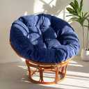 HIGOGOGO Papasan Chair Cushion with Corduroy Cover (Without Chair), 48 x 48 Inch Supportive Cushion, Overstuffed Chair Cushion, Dark Blue