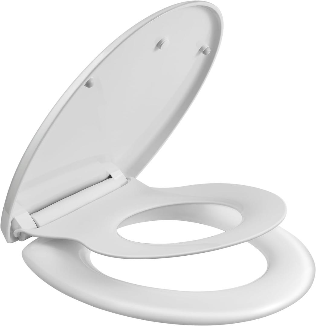 SAMODRA Elongated Toilet Seat with Toddler Toilet Seat Built-In, Slow Close, Quick Release Hinges and Easy Clean (Toddler Toilet Seat)