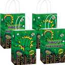 24Pcs Green Hero Party Supplies Super Theme Party Favor Bags with Handles Cartoon Green Hero Treat Candy Goodie Bags Comic City Cityscape Gift Bag for Boys Girls Baby Shower Birthday Decorations