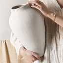 White Ceramic Vase - Large 13.6 Inch Tall Floor Vase for Centerpieces, Farmhouse Rustic Minimalist Home Decor for Living Room, Enterway, Wedding (Sandstone White)