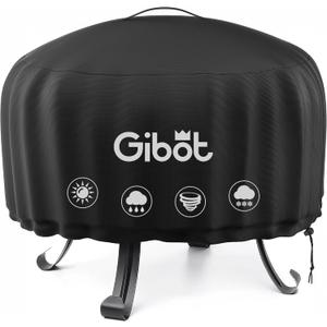 Fire Pit Cover Round 32 Inch, Gibot Waterproof Outdoor Fireplace Cover with Heavy Duty 600D Abrasion Resistance Polyester and PVC Coating, Prevents Rust Oxidation and Aging, Fits 29" to 32" Stove 20H