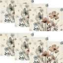 Artoid Mode Brown Poppy Floral Leaves Placemats Set of 6, 12x18 Inch Seasonal Summer Table Mats for Party Kitchen Dining Decoration