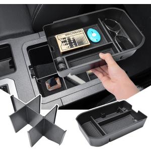 Center Console Organizer 2PCS Compatible with 2024 2025 2026 Toyota Land Cruiser 1958/LC250/Prado Accessories  Armrest Storage Box and Insert Divider Double-Layer Storage (NOT For Cool Box)