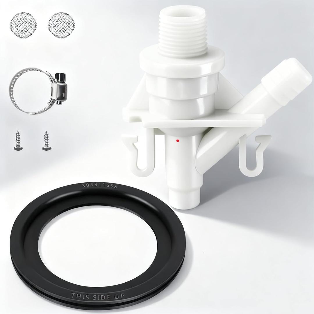 RV Toilet Valve Kit 385311641 & 385311658 Flush Ball Seal Replacement for Dometic 300 310 320 301 311 321 RV Camper Marine Toilet, Anti-Freeze Leak-Proof Water Valve Assembly by TOMOON