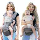 Baby Carrier Pro, MOMTORY Safety-Certified 6-in-1 Ultra Storage Baby Carrier Newborn to Toddler, Detachable Baby Holder Carrier with Hip Seat, Ergonomic Cozy Baby Front and Back Carrier for 7-50lbs (Deep Grey)