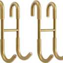 NINETREX Shower Door Hooks,Over Glass Door Hooks for Bathrooms Frameless Glass,Heavy Duty SUS 304 Stainless Steel Hook for Towels,Squeegee,Loofah,Shaver,Robe,2 Pack,Gold
