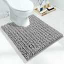Yimobra Toilet Rug U Shaped Washable 24x20 Inch - Ultra Soft Absorbent Chenille Bath Rugs for Toilet, Quick Dry & Machine Washable, Non Slip Contour Bathroom Mat, Gray (Grey)