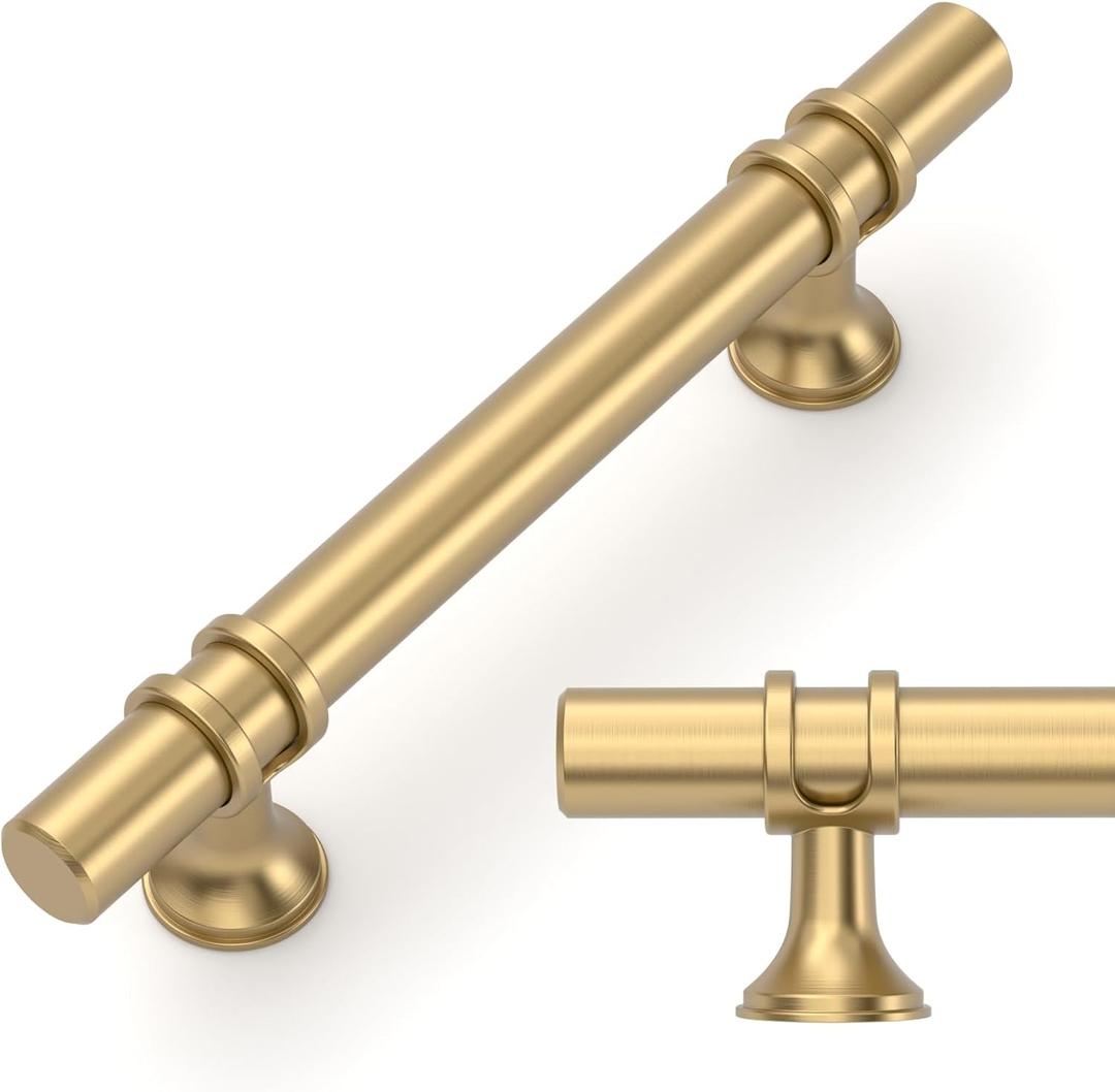 Amerdeco 10 Pack Champagne Bronze Cabinet Pulls 3.75 Inch(96MM) Hole Centers Kitchen Cabinet Handles Cabinets Hardware Drawer Pulls ZH0050