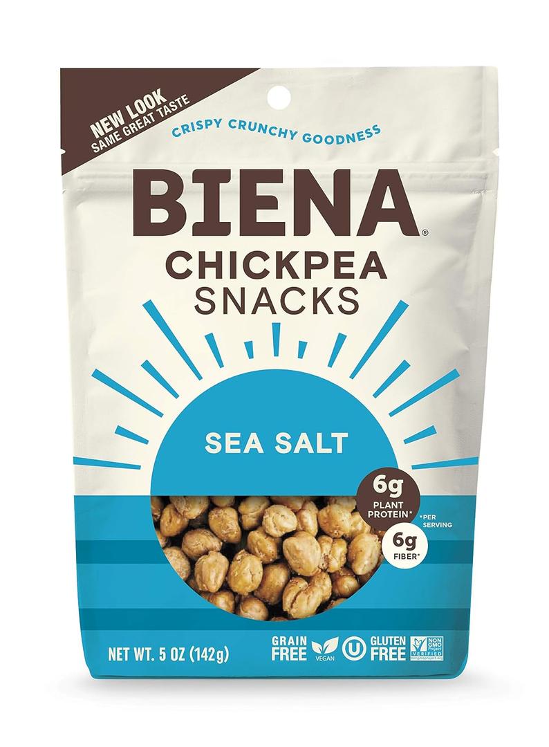 BIENA Chickpea Snacks, Sea Salt | Gluten Free | Vegan | Dairy Free | Plant Based Protein (Single 5 oz. Bag) (BBD 07/22/26)