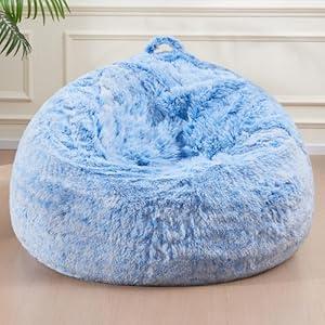 Bean Bag Cover Only, Machine Washable Stuffed Animals Storage, Bean Bag Couch for Adults Kids Teens, Small Bean Bag Chairs Cover for Toddlers