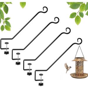 Adnee 4 Pcs Deck Bird Feeder Hanger for Railing-12.5 Inch Deck Railing Plant Hanger with Non Slip Clamp-Deck Rail Planter Hooks for Suet Baskets,Lanterns,Wind Chimes