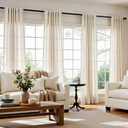 jinchan Ecru Linen Blend Curtains 96 Inches Length for Living Room Farmhouse Rod Pocket Back Tab Light Light Filtering Lightweight Curtains for Bedroom Ivory Drapes 4 Panels