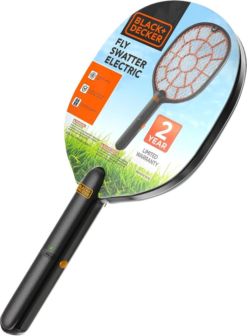 Bug Zapper Racket  Electric Fly Swatter for Gnats, Mosquitoes, & More  Harmless-to-Humans Outdoor Bug Zapper Battery Operated  Handheld Electric Fly Swatter Indoor Racket
