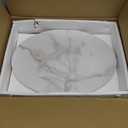 C Shaped End Table, Oval Couch Side Tables for Living Room, Sofa End Table with Metal Frame, Small Wooden Snack Table for Bedroom, Small Spaces, Easy Assembly, Gold (White Marble+gold)