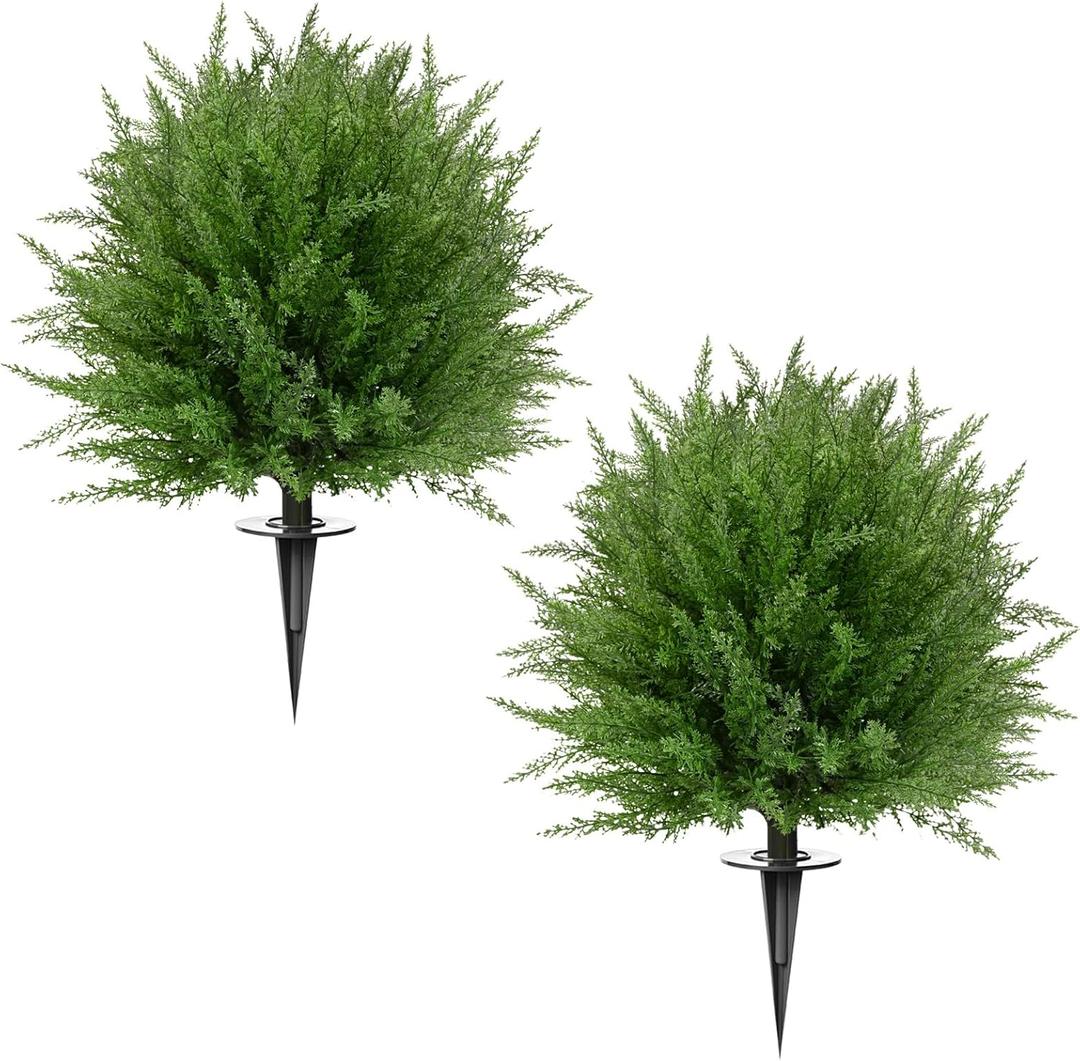 Artificial Topiary Bushes for Outdoors with Spike, Boxwood Ball Fake Shrubs UV Resistant Faux Plants for Indoor Outdoor Fall Thanksgiving Halloween Decor (Upgraded Artificial Topiary)