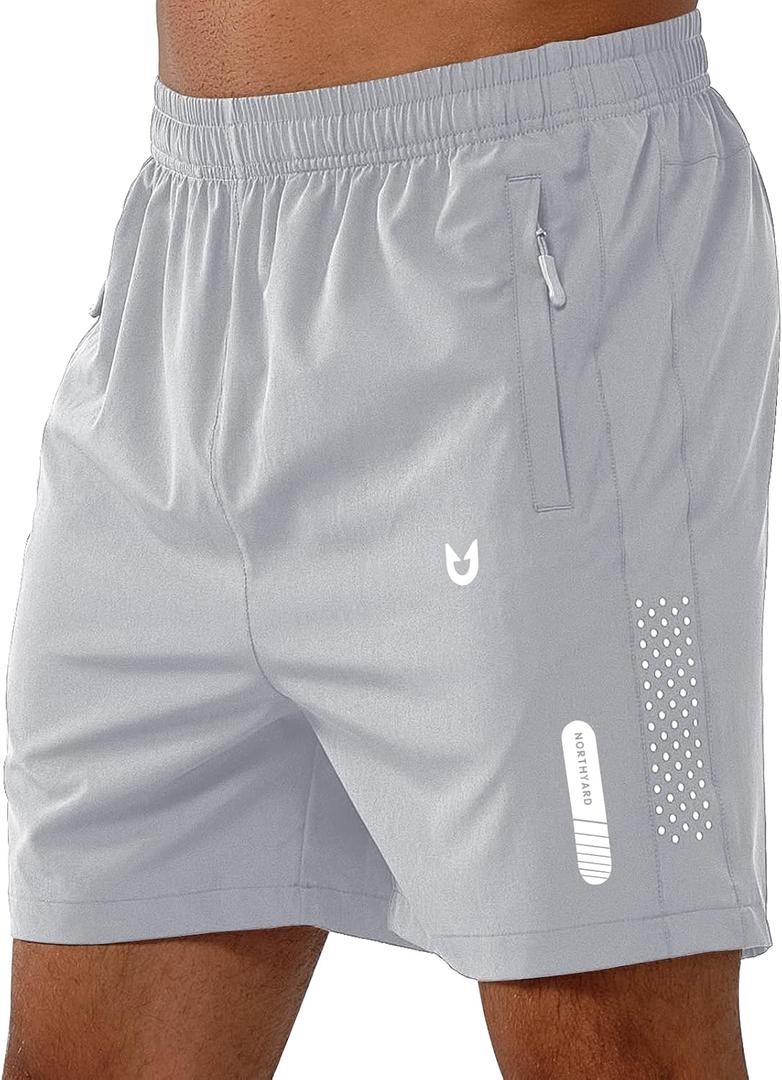 NORTHYARD Men's Athletic Running Shorts Gym Workout 5" Zipper Pockets, XXL