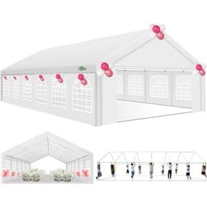 COBIZI 20x40 Party Tent Heavy Duty for Parties, Powder Coating (Better Than Galvanized), Waterproof for Church & Wedding, Large Outdoor Event Gazebo with Removable Sidewall & Built-in Sandbag, White