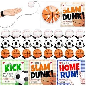 Gosodeny Valentine's Day Gifts Bulk Wrist Return Ball Set 2.36'' Rubber Rebound Bouncy Sport Ball Basketball Baseball Soccer Balls for Adults Wrist Exercise or Play Balls Sports Fans Party Favors, PCS 24