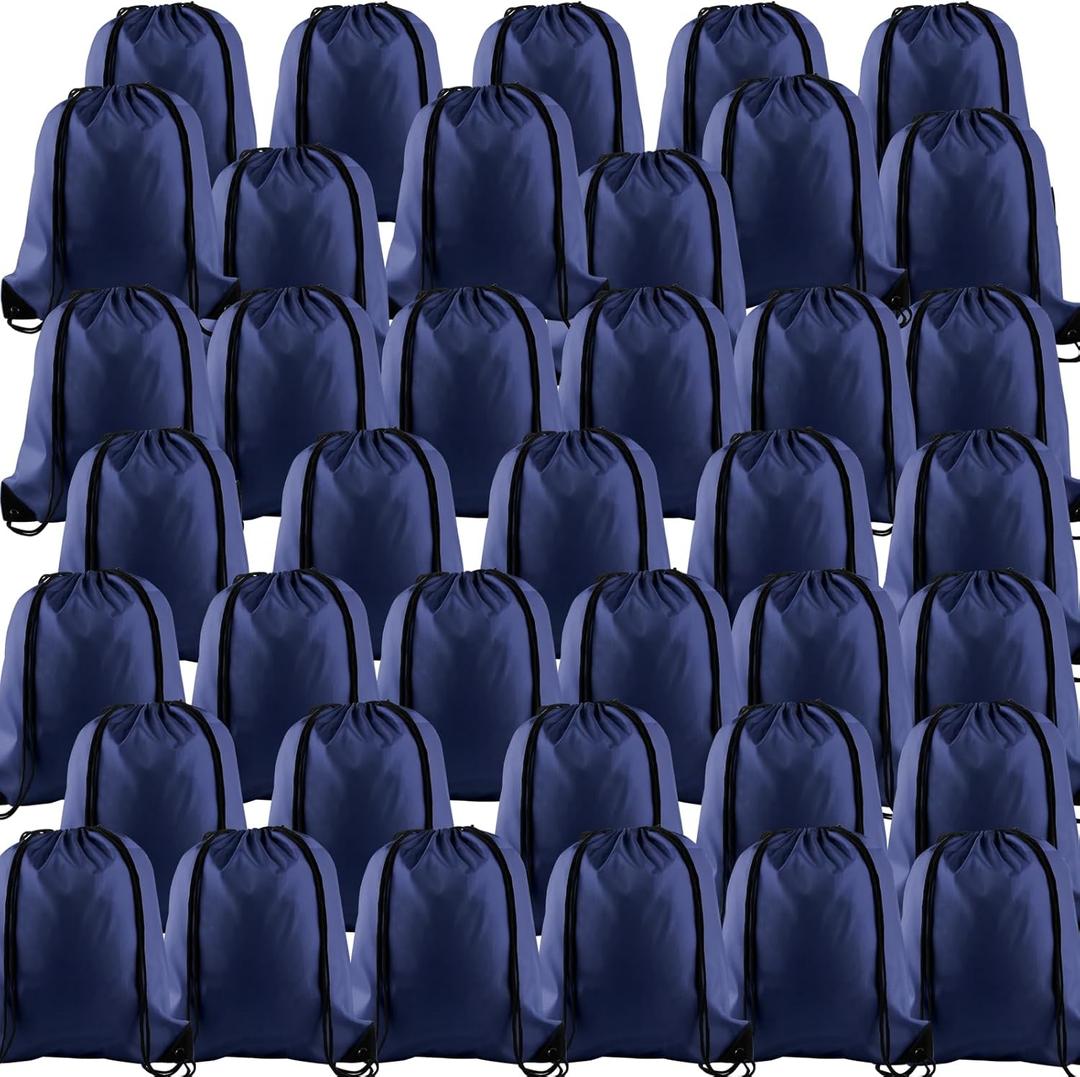 KUUQA 100Pcs Navy Blue Drawstring Backpack Bag Bulk Drawstring Bags String Bags Storage Bags Gym Backpack for Sport Gym Traveling