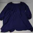 Dokotoo Women's 2025 Casual Dresses Smocked Crewneck Button Up Long Sleeve Empire Waist A-Line Mini Dress, L