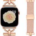 Wearlizer Braided Magnetic Band Compatible with Apple Watch Bands 42/46/38/40/41/44/45/49mm Women Men, Designer D-Shape Stretchy Elastic Nylon Strap for iWatch Series 11 10 9 8 7 6 5 4 SE/Ultra 3 2 1