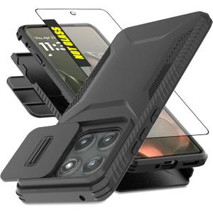 for Motorola Moto Edge 2025 Case with 1 HD Screen Protector & Slide Camera Cover [Military-Grade] Phone Case Heavy Duty Rugged Shockproof Protective Cover for Moto Edge 2025(Black)