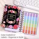Iceemee Password Keeper Book with Alphabetical TabsSmall Password Books Password Notebook for Internet Website Address Log in Detail, Password Logbook Gifts for Home and Office (Flower Black)