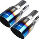 Upower Pack of 2 Blue Burnt Exhaust Tip 2.5" Inlet 3.5" Outlet 7.75 long 304 Stainless Steel 2.5" to 3.5" Exhaust Tail Pipe Tips Weld On Single Slant Cut