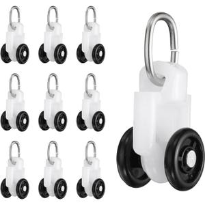 uxcell 20Pcs Curtain Track Rollers Curtain Rail Pulleys Runners Plastic Ceiling Gliders with Dual Wheel Roller for Window Tracks Carrier Accessories (Black)