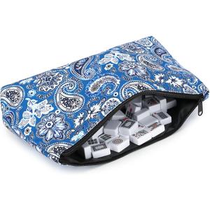Suncle Mahjong Tiles Storage Bag, 1.2 Inch Standard American Tiles, Blue Printed