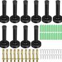 10 Pcs Door Stop with Rubber Tips, 3.5 Inch Heavy Duty Stainless Steel Door Stoppers, Sound Dampening Wall Mounted Bumper Holder Protection, Black