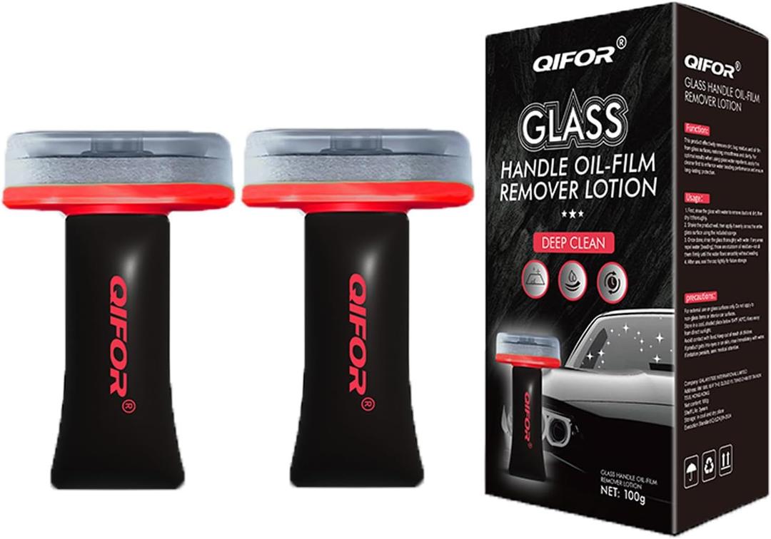 Oil Film Remover for Car Windshields and Windows, Roll-On Glass Compound with Cleaning BoardAutomotive Glass Cleaner for Oil Residue & Road Grime, Improves Visibility & Safe Driving