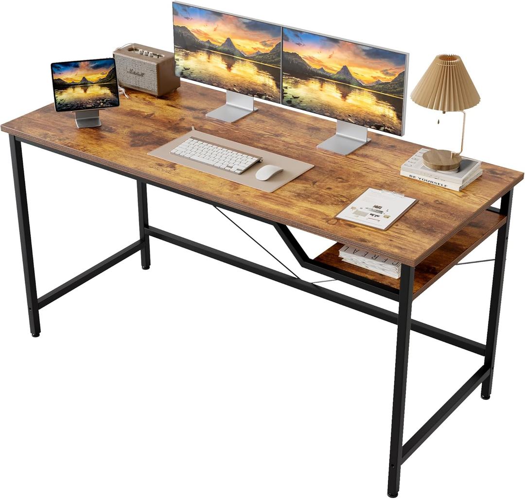 Small Computer Desk with Wheels, Gaming Desk for Small Spaces, Modern Simple Style Table for Home Office, Study Student Writing Table (Rustic Brown, 48 inch)