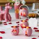 Valentine's Day Gift 4PCS - Romantic Glass Tealight Votive Holders, Sweet Wedding Housewarming Gift for Couples, Anniversary & Engagement Party Decor