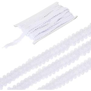 MECCANIXITY 11 Yards 0.8 Inch Elastic Sequins Trim 2 Row Flat Sequin Strip Paillette Sequins Fabric Ribbon for Crafts DIY Sequin Fringe Sewing White