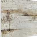 Yihui Arts Lake Landscape Wall Art - Rustic Farmhouse Canvas Painting with Textured Tree and Gold Foil Accents for Living Room, Bedroom, or Bathroom Decor