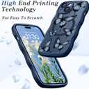teloxy Designed for iPhone 15 Case, Magnetic [Curly Wavy Edge] Shockproof Protective Durable Slim Translucent Matte Anti-Fingerprint Phone Case, Dark Blue
