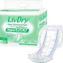 LivDry High Absorbency Pad Insert for Incontinence Briefs and Adult Diapers, Women and Men, Hyper 1200 (30 Count)