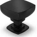 Cabinet Knobs Kitchen Drawer Knob, 5 Pack Black Square Solid Single Hole Hardware for Dresser
