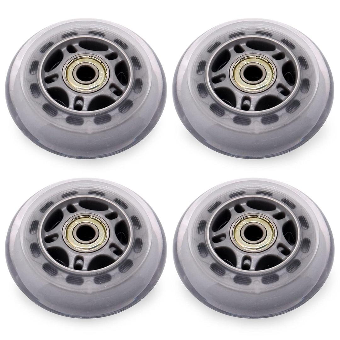 Inline Skate Wheels with Bearings, 3 Inch Roller Blade Wheels 76mm Outdoor and Indoor Clear Wheel for Office Chairs, Luggage (4 Pack, Silver)