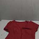 Women Button Down Shirt Coquette Short Sleeve V Neck Blouses Top Vintage Preppy Crop Shirt Tops Size L